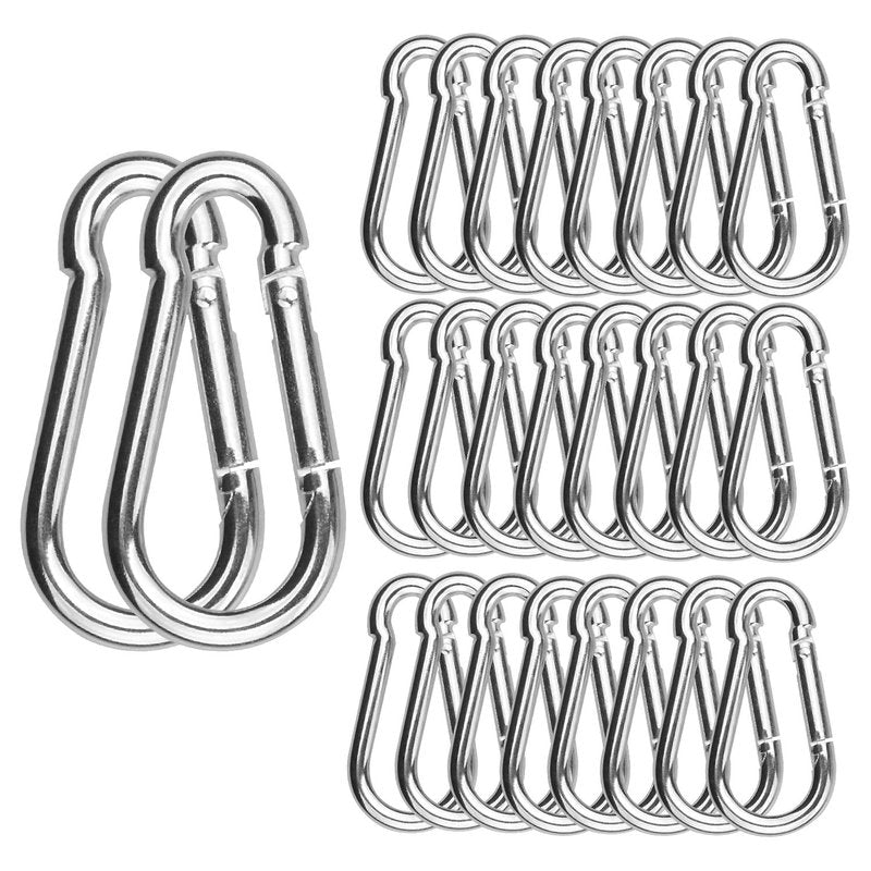 30 Pack 2 Inch Small Carabiner Clip Heavy Duty Spring Snap Hook M5 Stainless Steel Bulk Mini Locking Carabiner Clips for Key Hiking Camping Fishing Outdoor and Gym