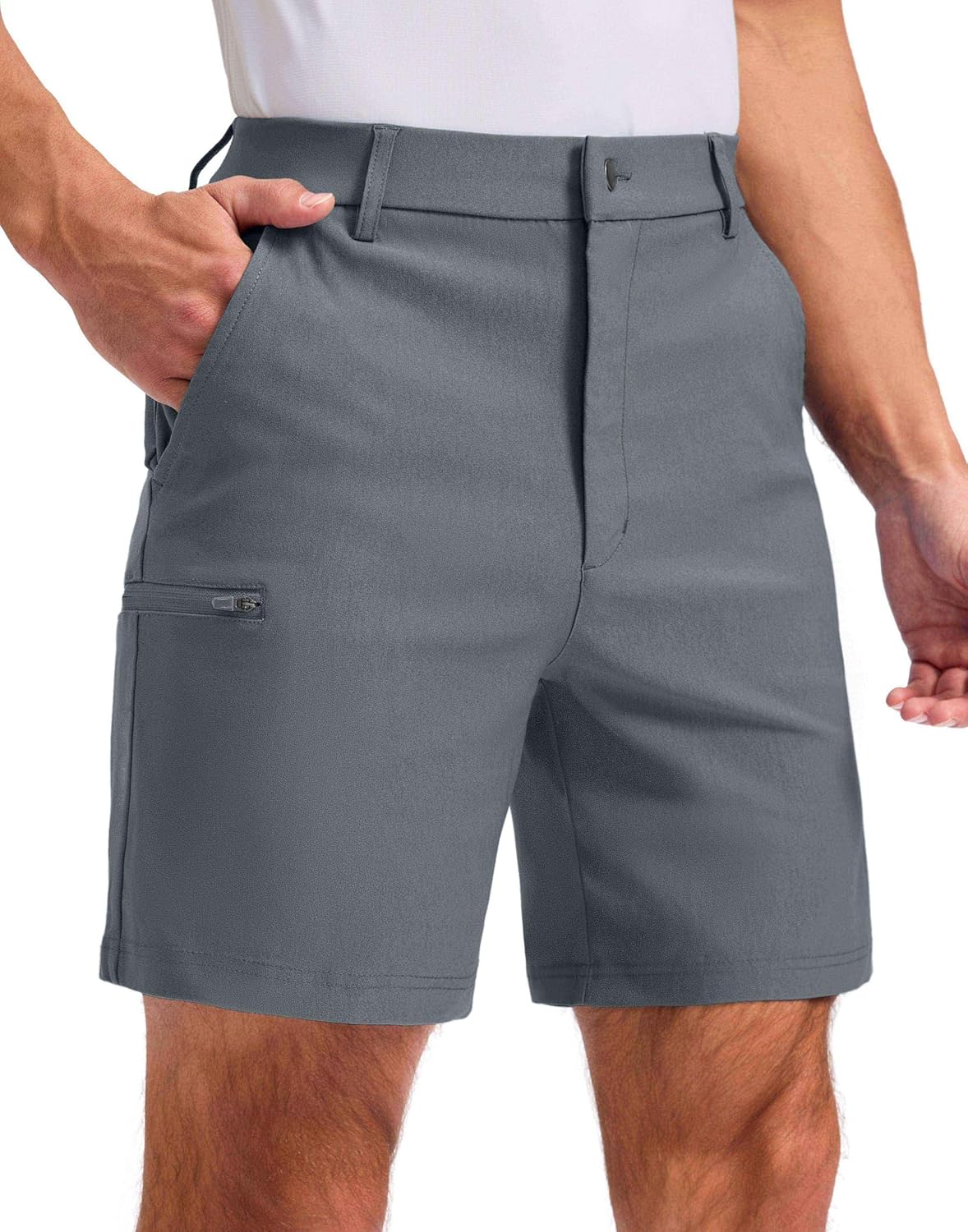 Pudolla Men's Golf Shorts - Quick-Dry Stretch Fabric with 4 Pockets | 7/9 Inch Casual Dress Shorts