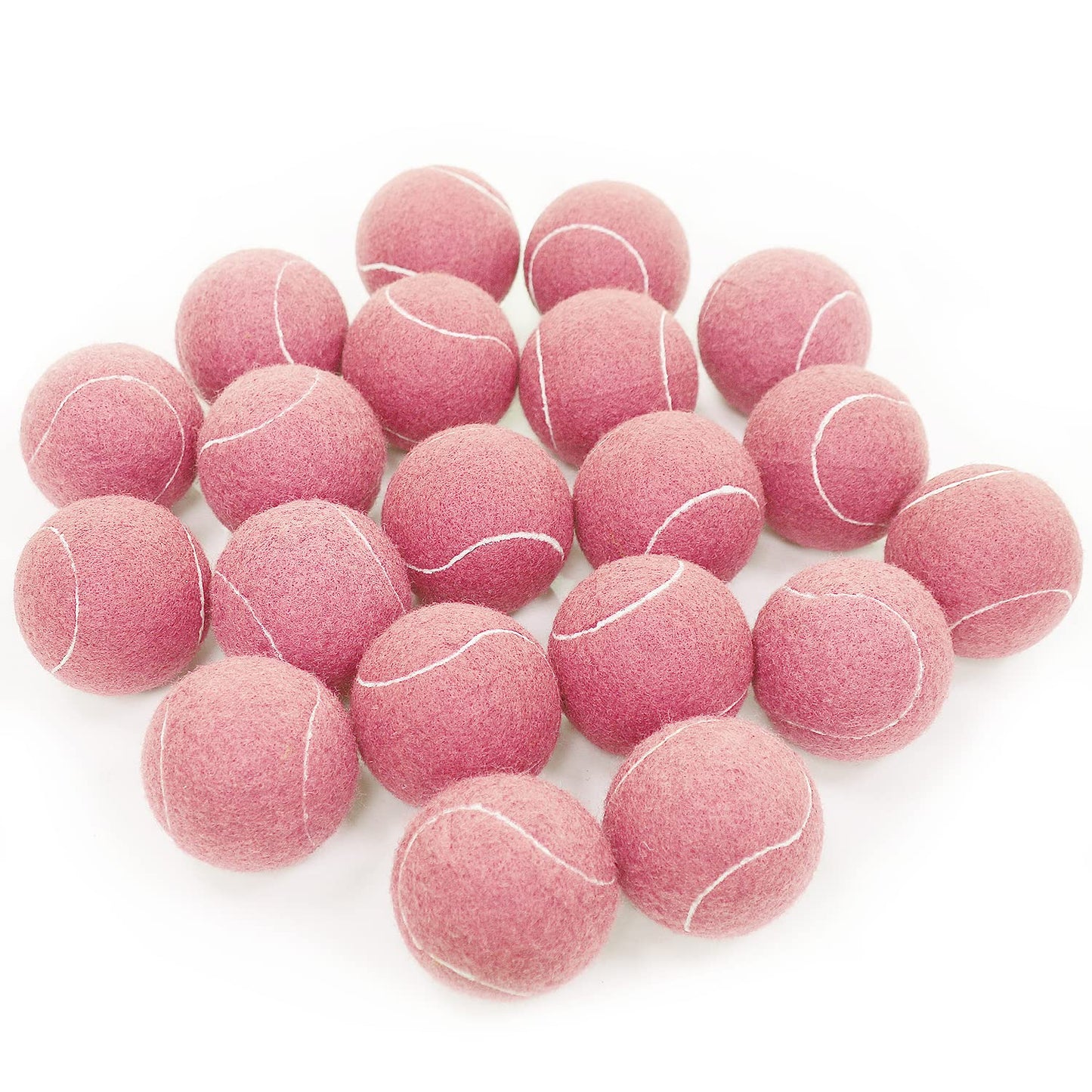 URBEST Advanced Tennis Ball 20 Packs, Training Tennis Balls Practice Balls for Novice Player, Pet Dog Playing Balls with Mesh Carry Bag for Beginner Training Ball (Light Pink)