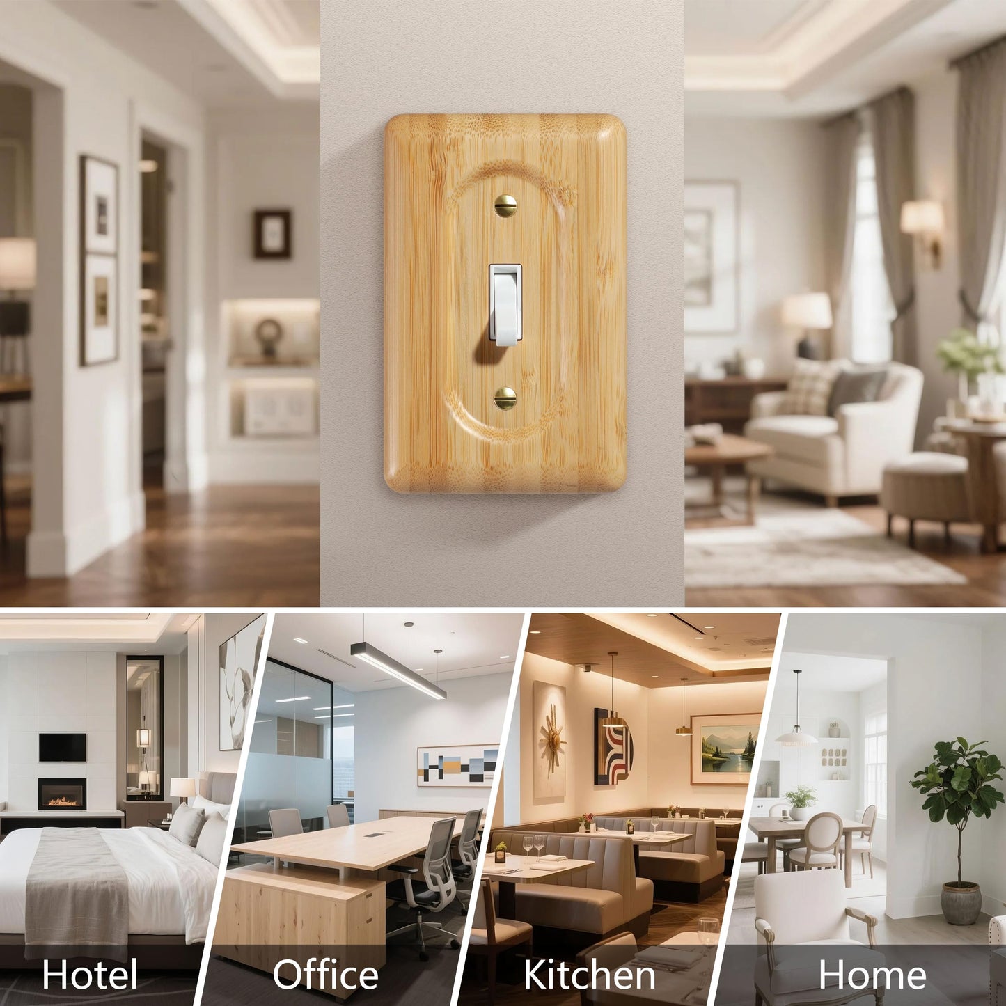 YDJSA Decorative Light Switch Covers Bamboo Wood Switch Plate Covers Single Toggle Stylish Wood Switch Plate Covers