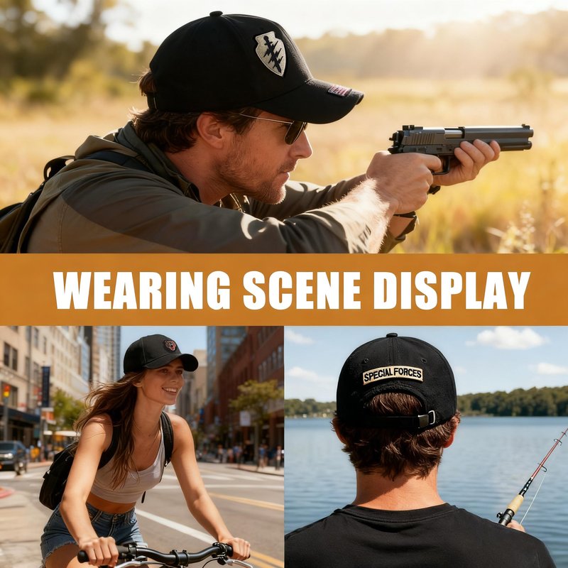 Classic Black Baseball Caps for Men Women Golf Dad Hat Patches Plain Cap Full Surface Hook-and-Loop Adjustable Trucker Hat Patch Hats for Mens Baseball Hats Running Outdoor Activities All Seasons