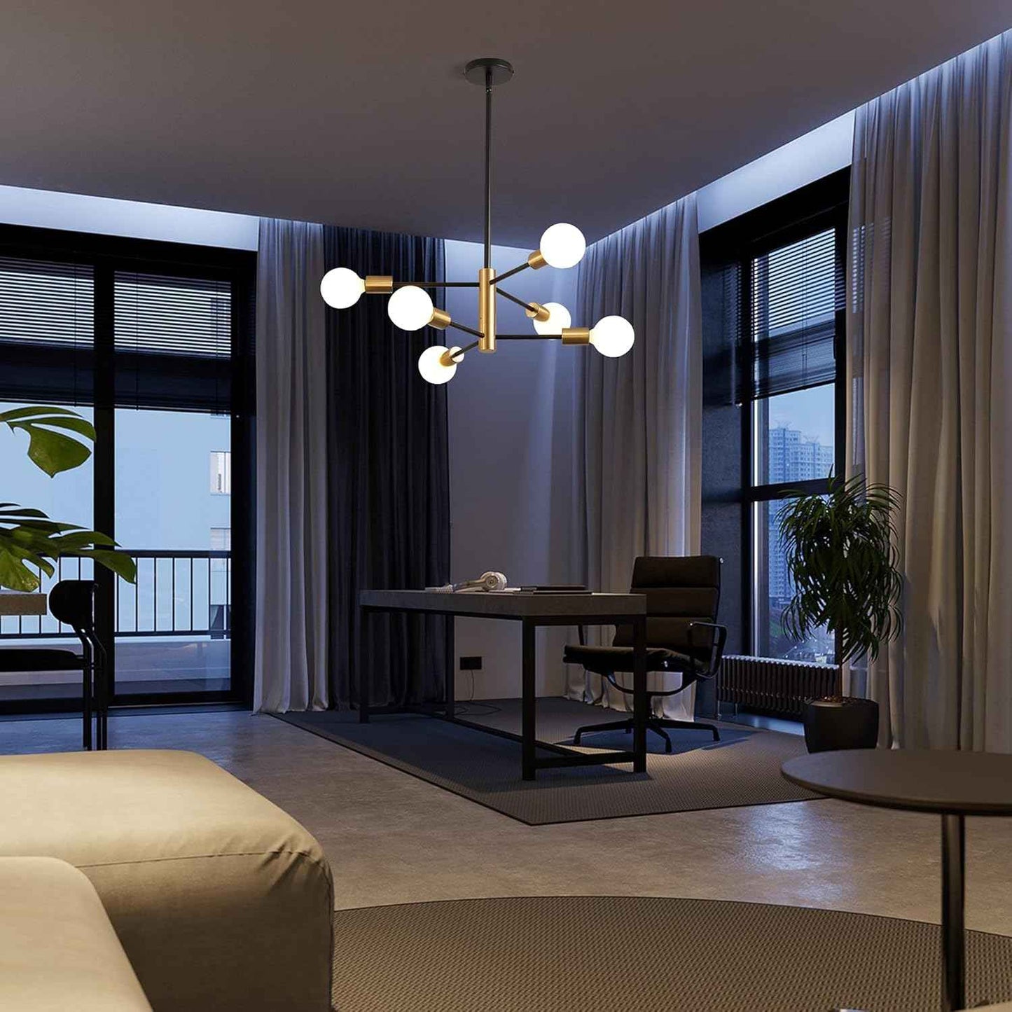 8-Light Gold Sputnik Chandelier - Modern Adjustable Ceiling Light for Dining Room, Kitchen & Foyer