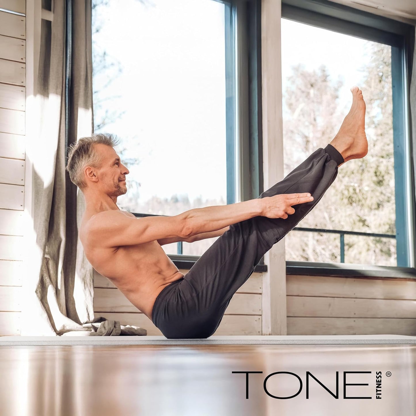 Tone Fitness Yoga Mat - 1-Inch Thick, High-Density Non-Slip Exercise Mat with Carrying Strap | Ideal for Yoga, Pilates & Home Workouts