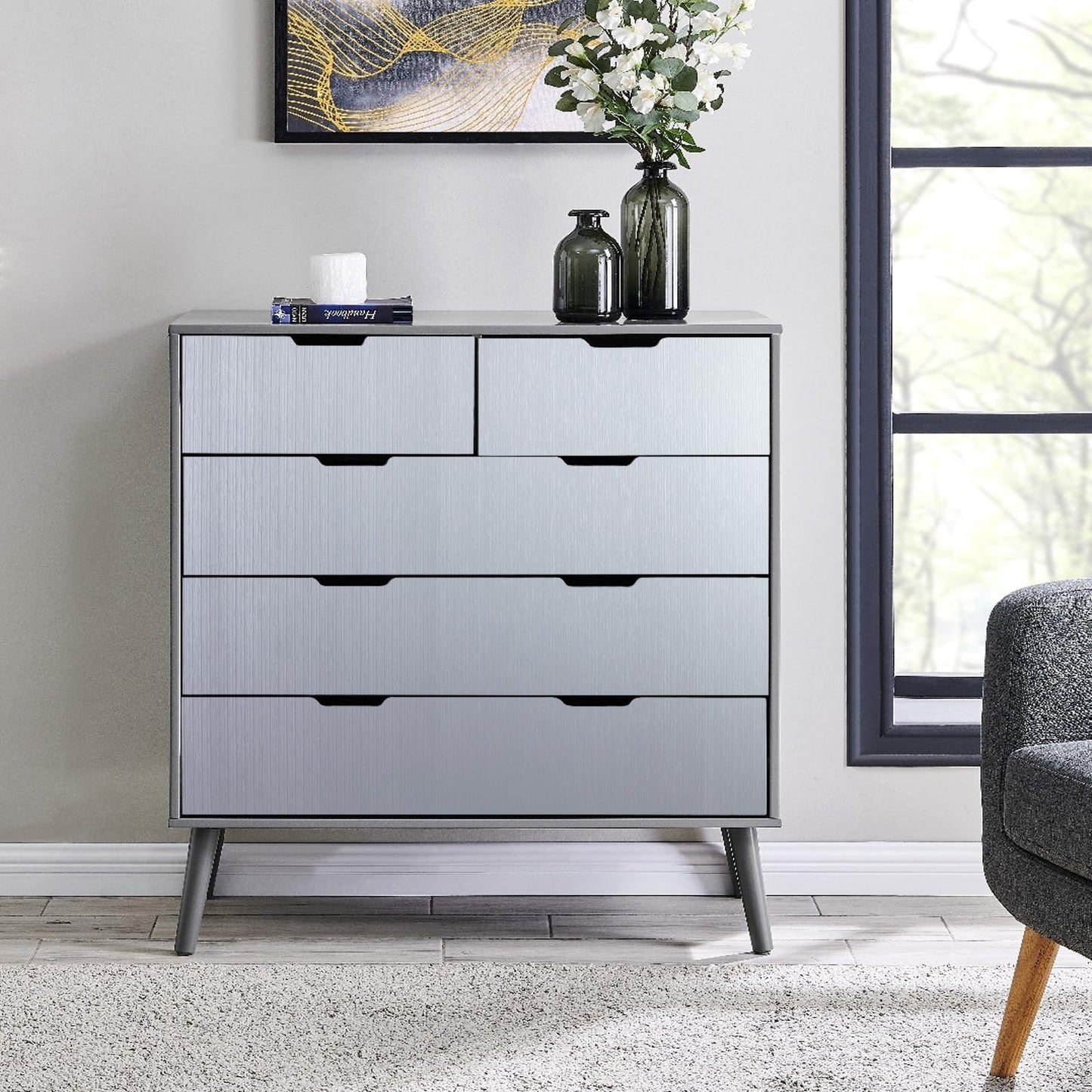 wishFIRE Silver Peel and Stick Wallpaper 15.7"×118" Metallic Textured Contact Paper Modern Waterproof Wall Paper Removable Self Adhesive Vinyl DIY Decor Wallpaper for Bedroom Kitchen Cabinets Fridge