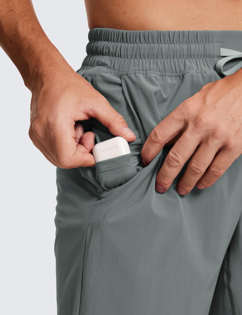 CRZ YOGA Men's Linerless Workout Shorts 9'' - Quick Dry for Running Sports Athletic Gym with Pockets Grey Sage Large