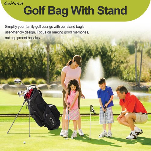 GoHimal 14 Way Golf Stand Bag, Golf Bags for Men with Stand,Top Dividers Ergonomic with 10 Pockets Golf Club Bags, Black
