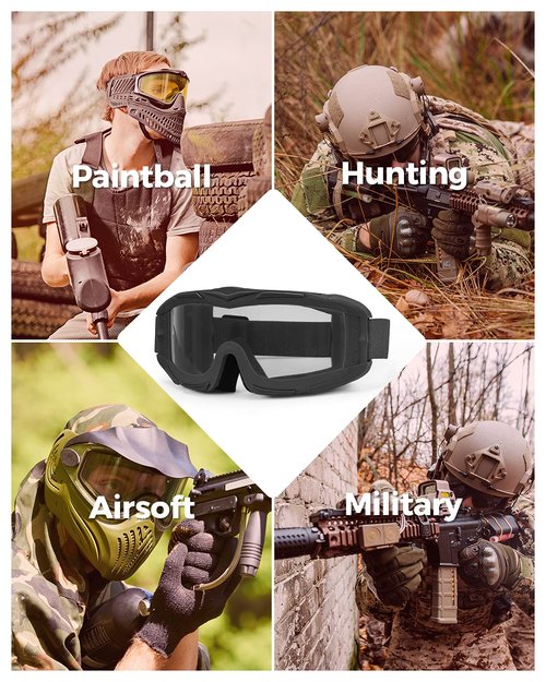 KEMIMOTO Tactical Airsoft Goggles with Anti Fog Paintball Lenses, Ballistic Protection