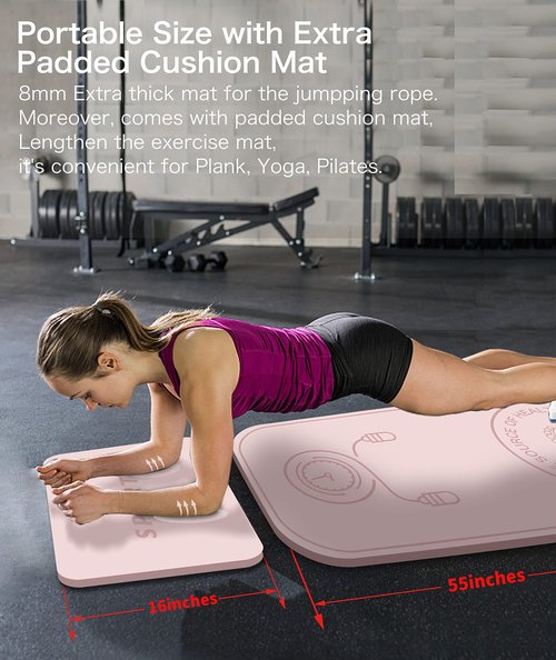 LERYG Jump Rope Mat - Shockproof Exercise Skipping Pad, All-Purpose Extra Thick High Density Anti-Tear Yoga Mat, Balance Pad Non Slip for Indoor and Outdoor (Pink)