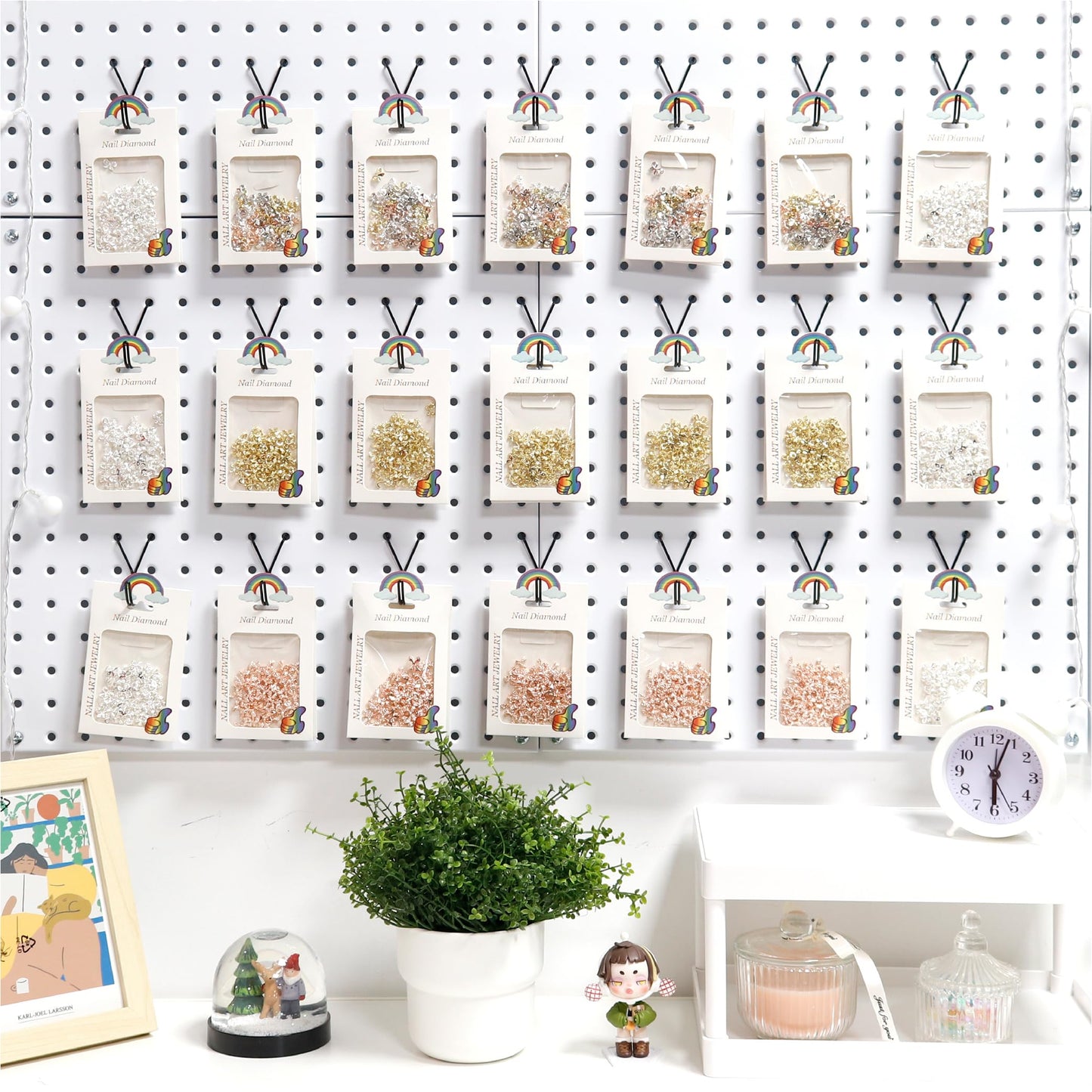 HUHOLE Pegboard Hooks, L-Hook, 1 Inch Black Hooks 40 Pack, Ideal Display Pegs for Hanging Jewelry, Necklaces, Keys, Retail Items, Small Tools, Will Not Fall Out, Fits 1/8” 3/16” Peg Boards