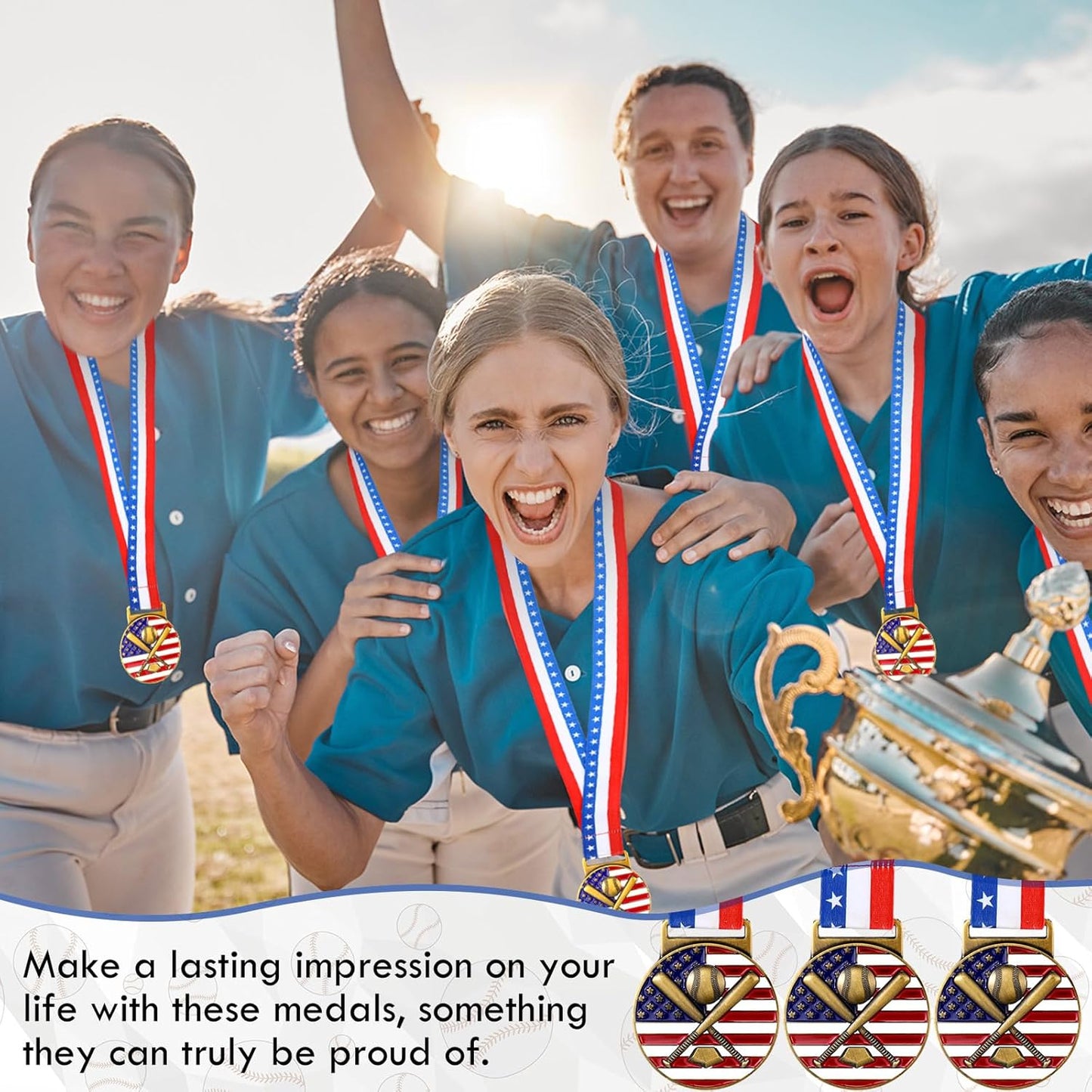 Regine Switzerland Gold Patriotic Medals - 30-Piece Bulk Set with Neck Ribbons & American Flag Design