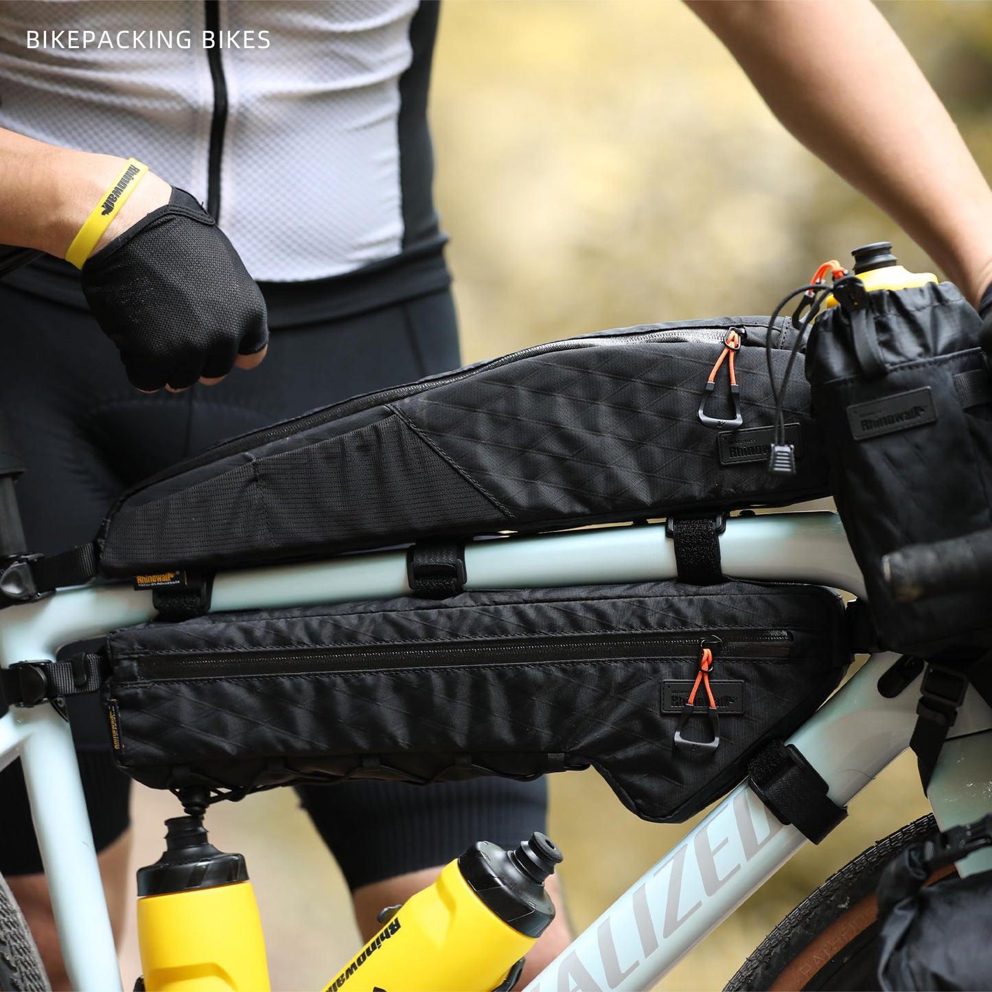 Rhinowalk Bike Top Tube Bag Bike Frame Bag 2.1L Waterproof Bicycle Bag Professional Cycling Accessories for Mountain Road Bike(Large)-Black