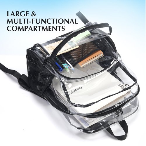 BORMELUN Clear Backpack Transparent Bookbag See-Through Stadium Concert approved Men Women 2pack