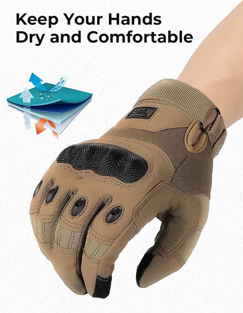 KEMIMOTO Tactical Gloves - Touchscreen Motorcycle Gloves with Hard Shell & Palm Padding | Ideal for Sports & Outdoor Activities