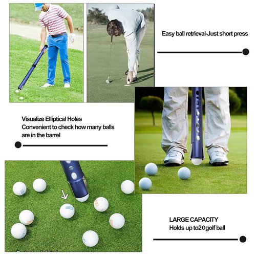 Golf Ball Retriever Tool Golf Easy Pick Up Balls Golf Ball Picker Upper Grabber Tool with Removable Portable Golf Ball Pick Up Premium Stainless Steel for Putter Golf Accessories Golf Gifts for Men