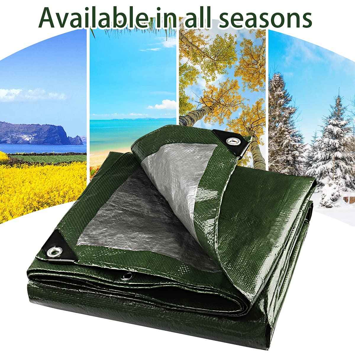 Onarway Poly Tarps Waterproof for Outdoor: Green Tarpaulin 6Mil Thicken 5x8 Ft 2Packs- Anti-UV Waterproof Tarp Cover with Grommets Multipurpose for Boat Pool Roof Camping