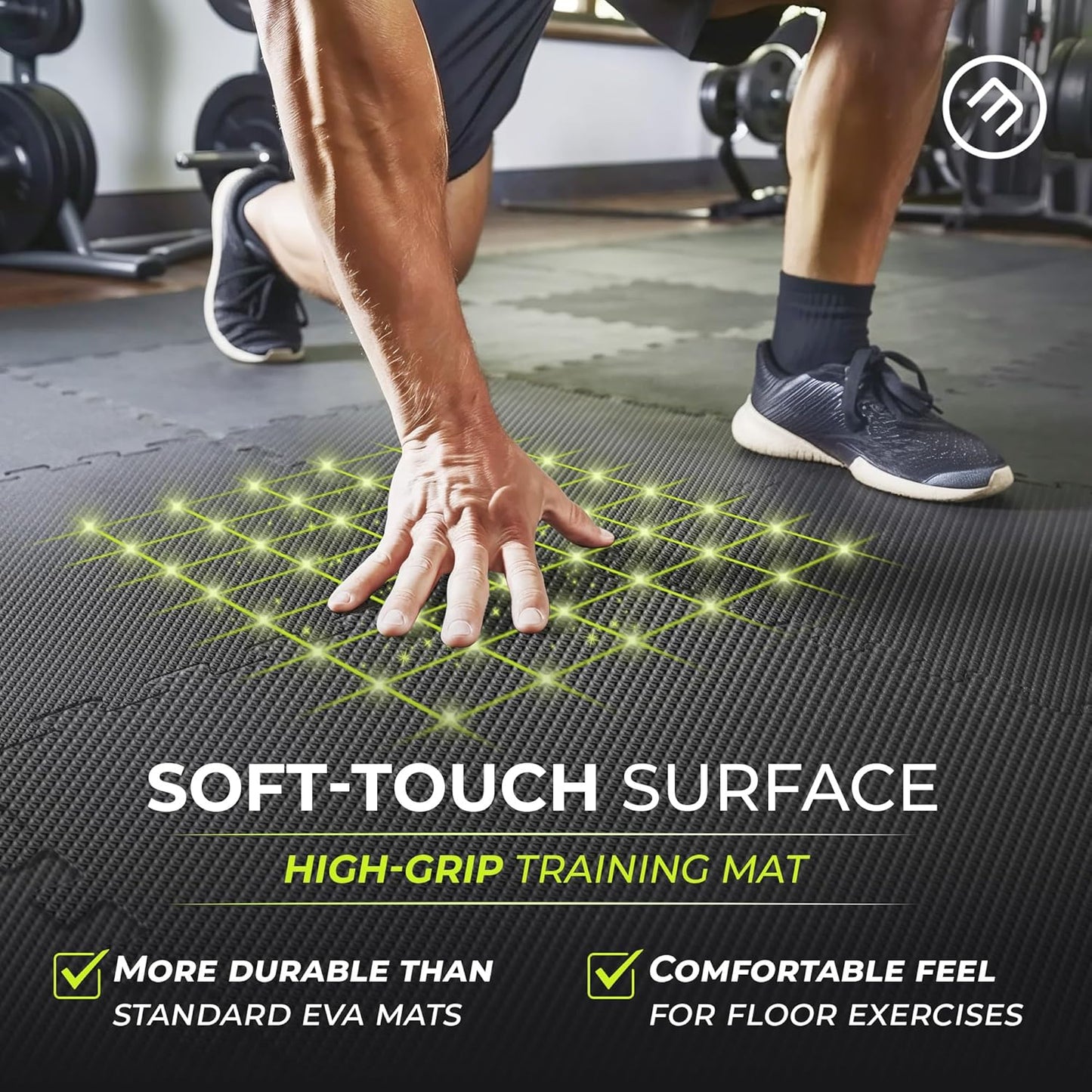 Bemaxx Gym Mats Set - 18 Pcs EVA Interlocking Foam Floor Tiles | 12.6"x12.6"x0.4" | Durable Protective Flooring for Home Workout & Fitness
