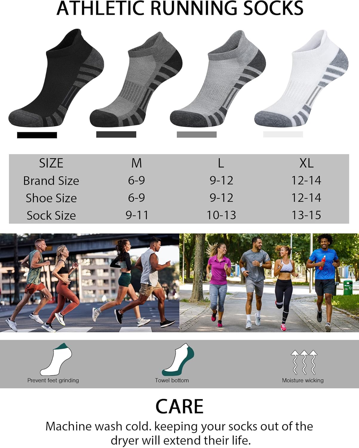 Airacker Ankle Athletic Running Socks - Cushioned & Breathable Low Cut Design | 6 Pairs for Men & Women
