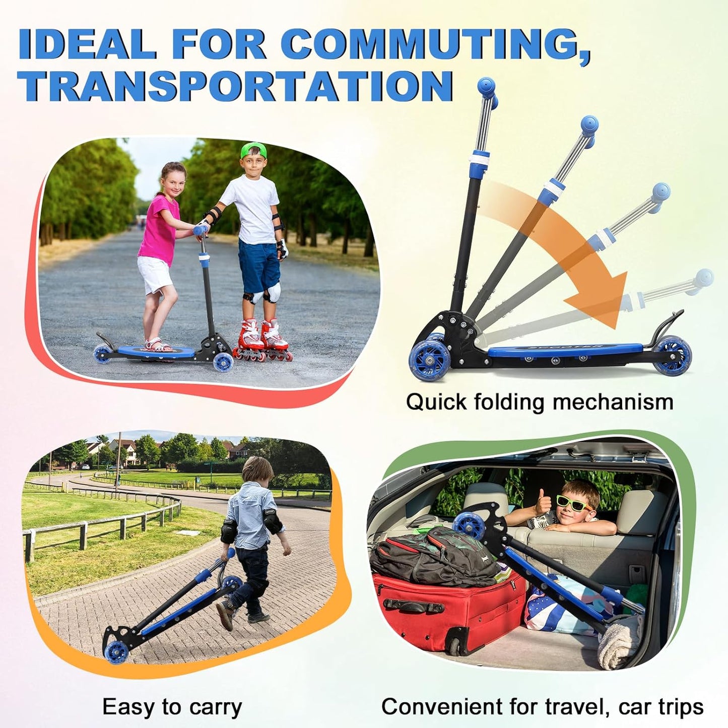 **Skiennix Kids Kick Scooter - Light-Up 3-Wheel Design with Adjustable Handlebars | Supports Up to 150 lbs**