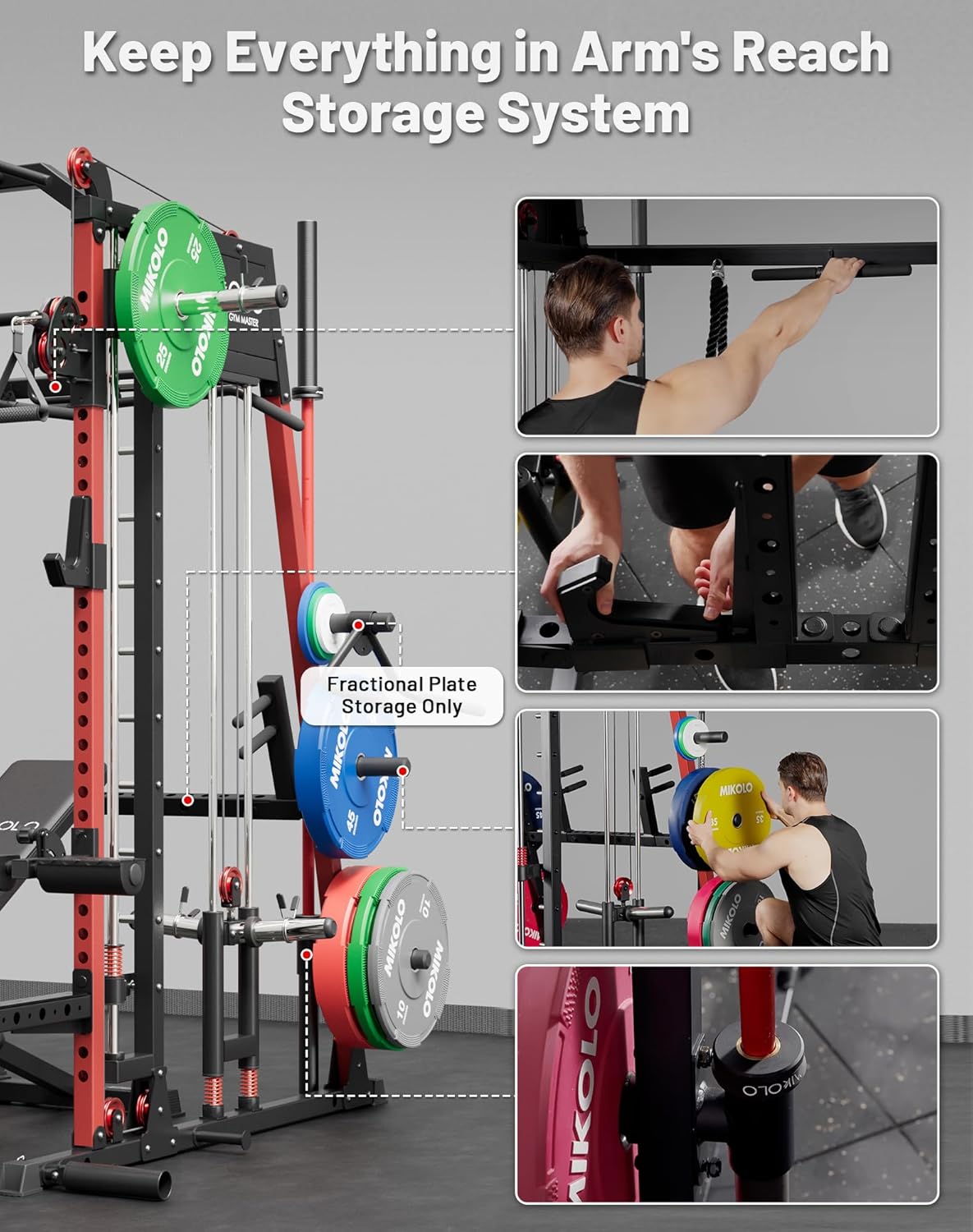 Mikolo M4 2.0 Smith Machine - All-in-One Home Gym Power Cage with LAT Pulldown & Cable Crossover
