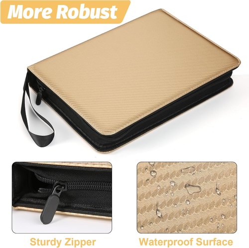 GERMUN 9 Pocket Card Binder - Premium Zip Trading Card Album for MTG, TCG & Sports Cards | Gold Finish