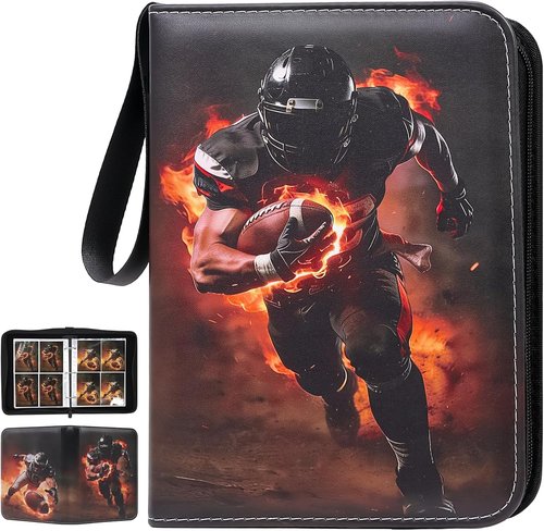 Football Card Binder - 4 Pocket Trading Card Album with 400 Pockets & 50 Removable Sleeves | Portable Collectible Holder for Kids