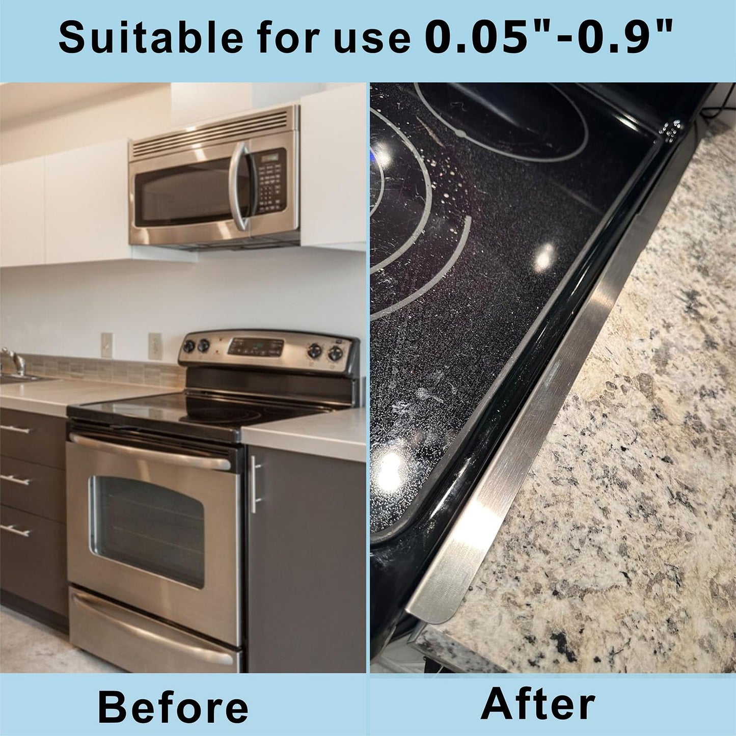 KSWLOR 4PCS Stove Gap Covers Stainless Steel, Stove Top Gap Cover, Retractable Stainless Steel Stove Counter Gap Filler, Counter Oven Gap Space Cover, Kitchen Stove Side Gap Guards