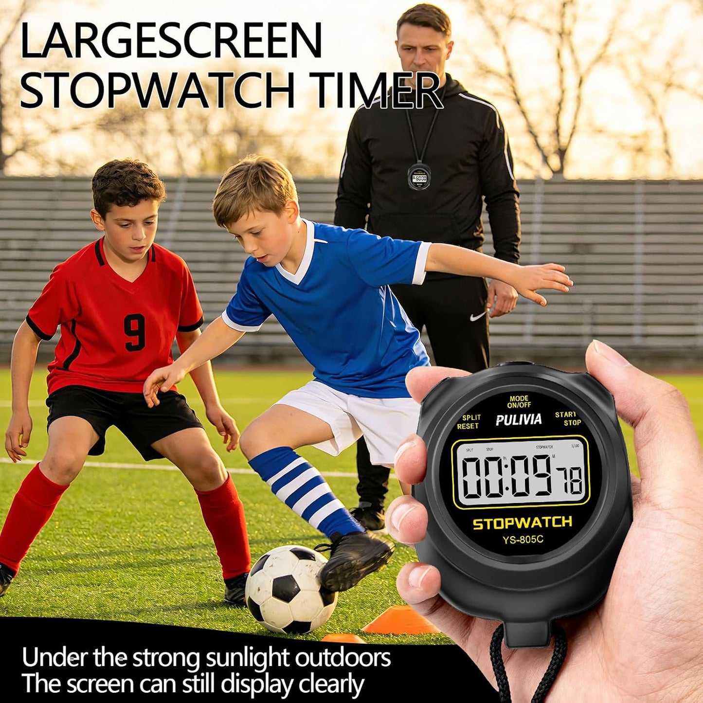 Skiennix Stopwatch Timer - Digital Countdown Timer for Sports | Simple Operation, Black