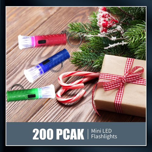 Jexine 100 Pcs Mini Flashlight Keychain Bulk Torch Keyring Flashlights LED Small Keychain Light Hiking Camping Christmas Party Favors(Black)