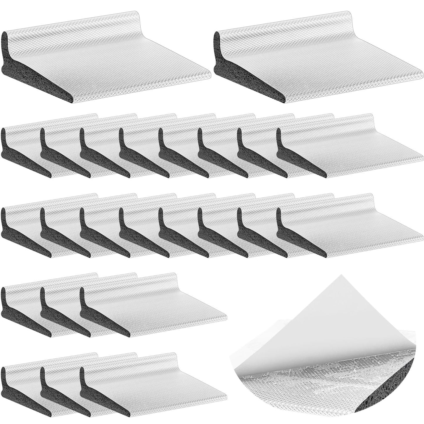 Pangda 25 Pcs Door Corner Seal, Self Adhesive Frame Door Corner Seals Raised Behind Weatherstripping for Noise Isolation and Weather Protection 2 x 1.8 x 1 Inch (White)
