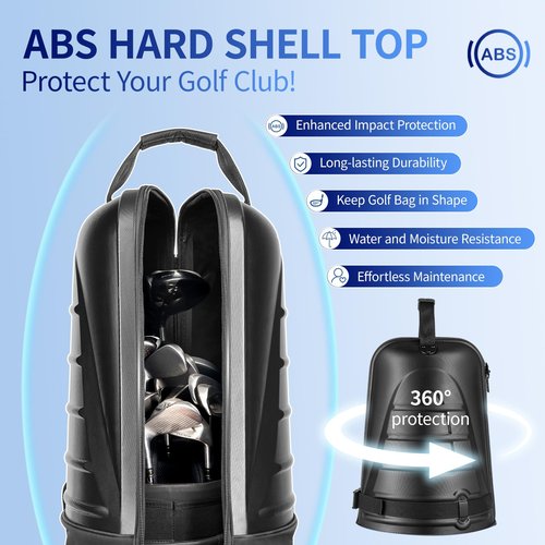 Durbles Golf Travel Bag with ABS Hard Shell Top – Golf Bag with 1680D Waterproof Fabric, 7mm Padding & Wheels – Golfing Accessories Travel Case for Airlines – Fits Most Club Bags & Sports (Black)