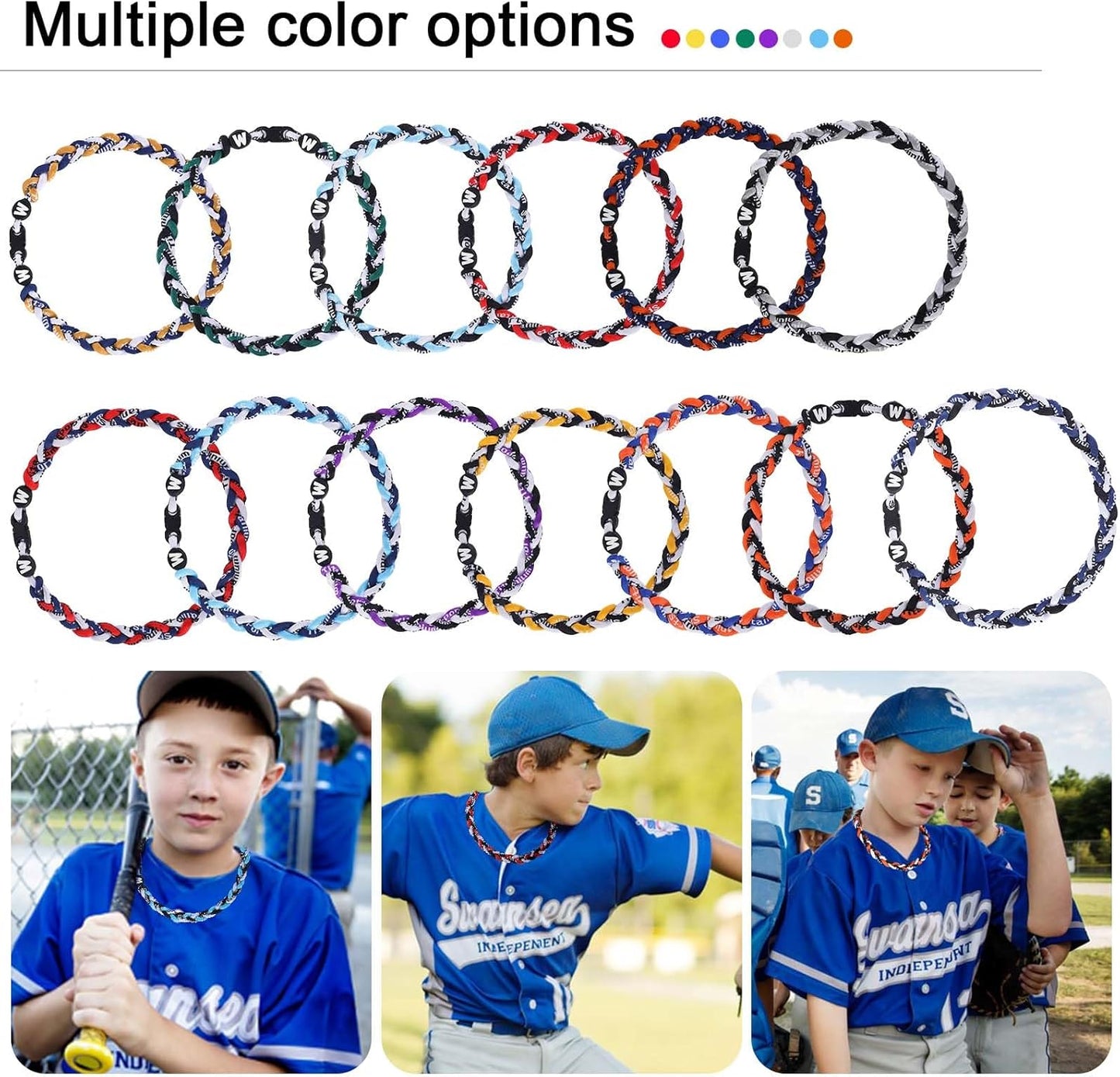 Willtok Premium Baseball Necklace - 18-Inch Nylon Tri-Braided Tornado Design for Stylish Fans