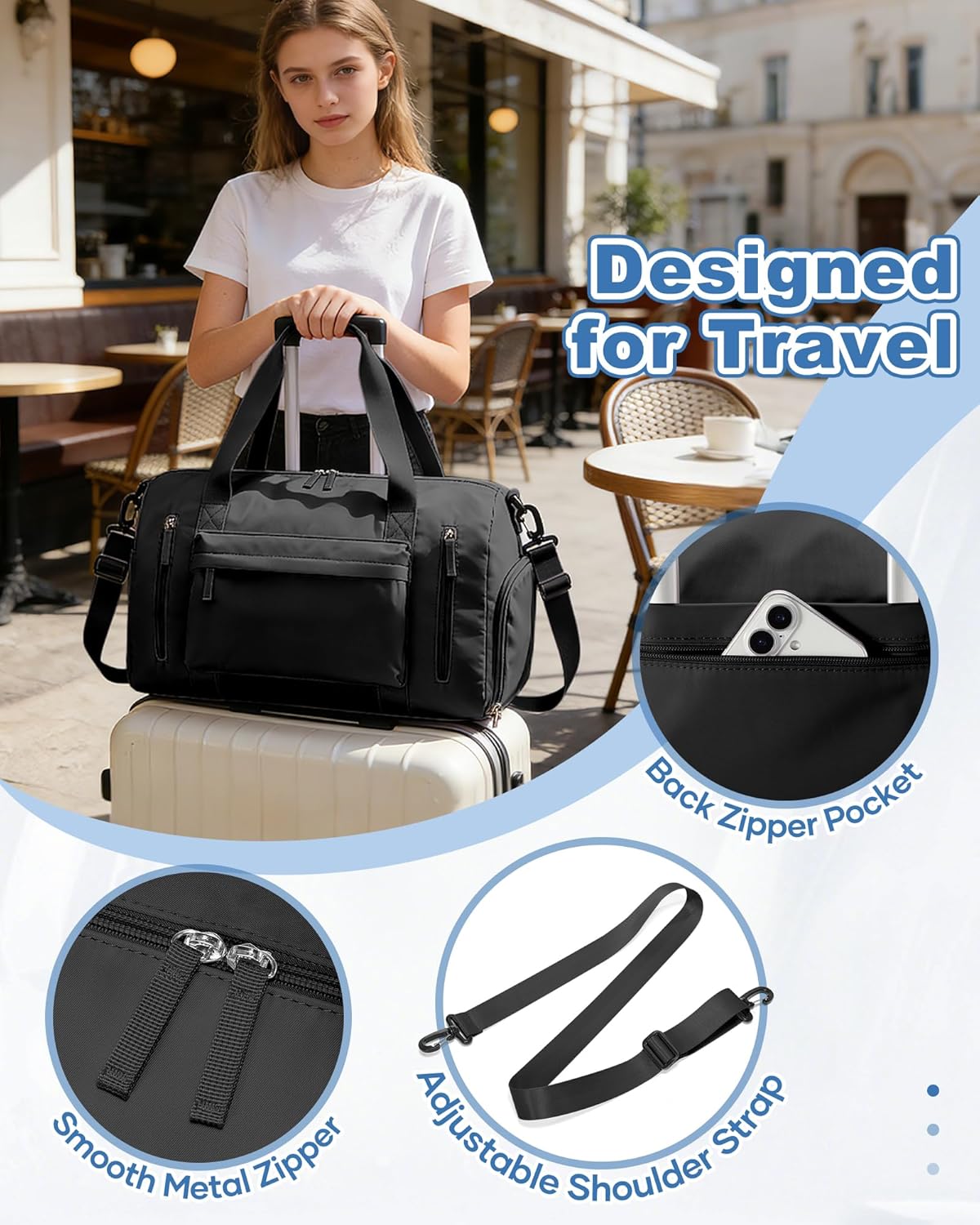 Skiennix Women's Gym Bag - Stylish Travel Duffel Tote for Weekend Getaways | Versatile & Spacious