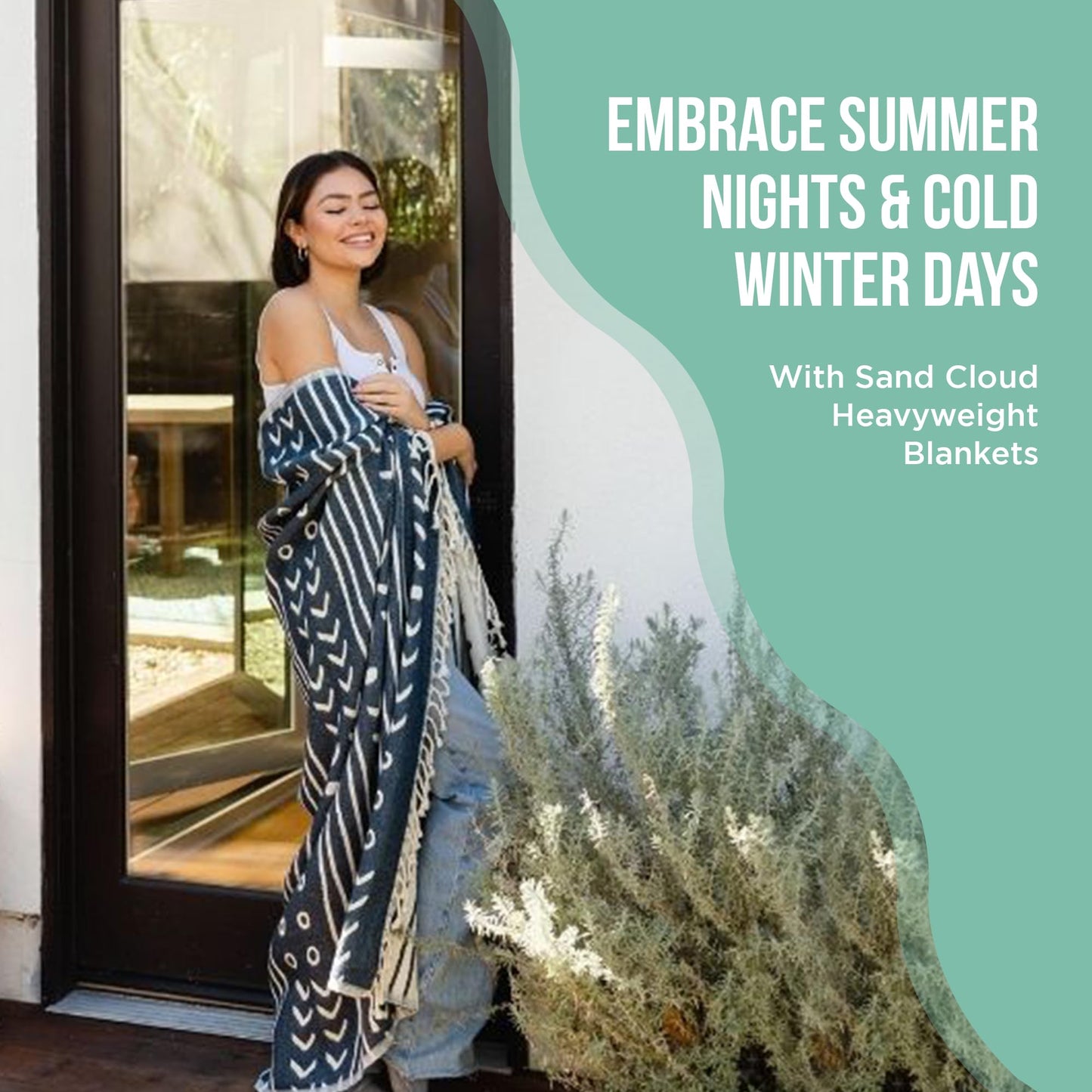 Sand Cloud Oversized Throw Blanket - 100% Organic Turkish Cotton & Heavy Weight Jacquard Weave - Soft, Comfy & Cozy Large Beach Blanket for Comfort & Style - 85" x 95" - Illusions Party
