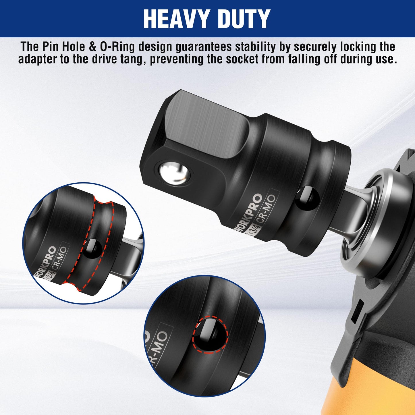 WORKPRO 1/2" F to 3/4" M Impact Socket Adapter, Cr-Mo Steel, Socket Adapter Set for Impact Driver Conversions, Square Drive Reducer for Impact Driver Wrench