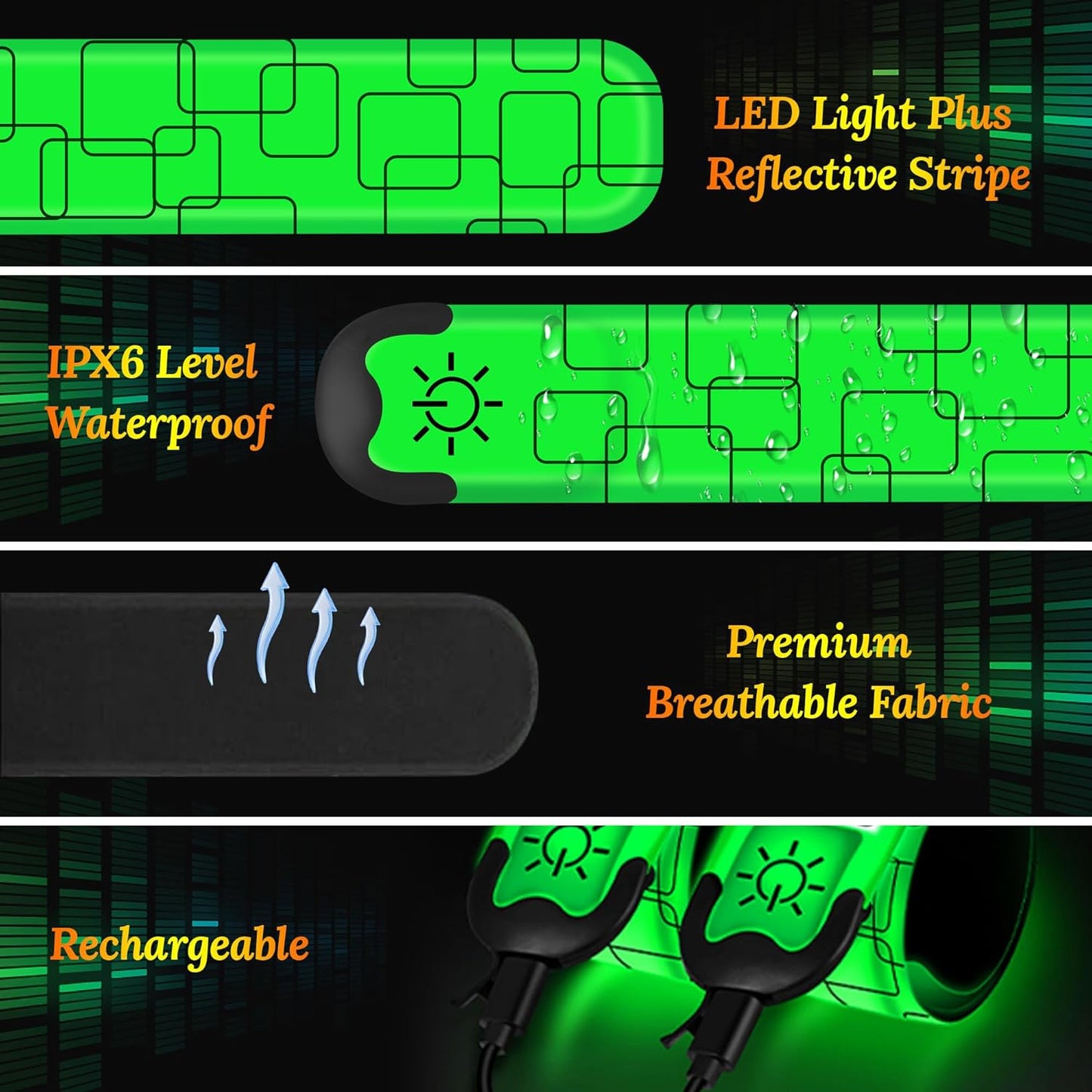 Skiennix LED Armband - Rechargeable Safety Light for Running & Night Activities | High Visibility Reflective Gear