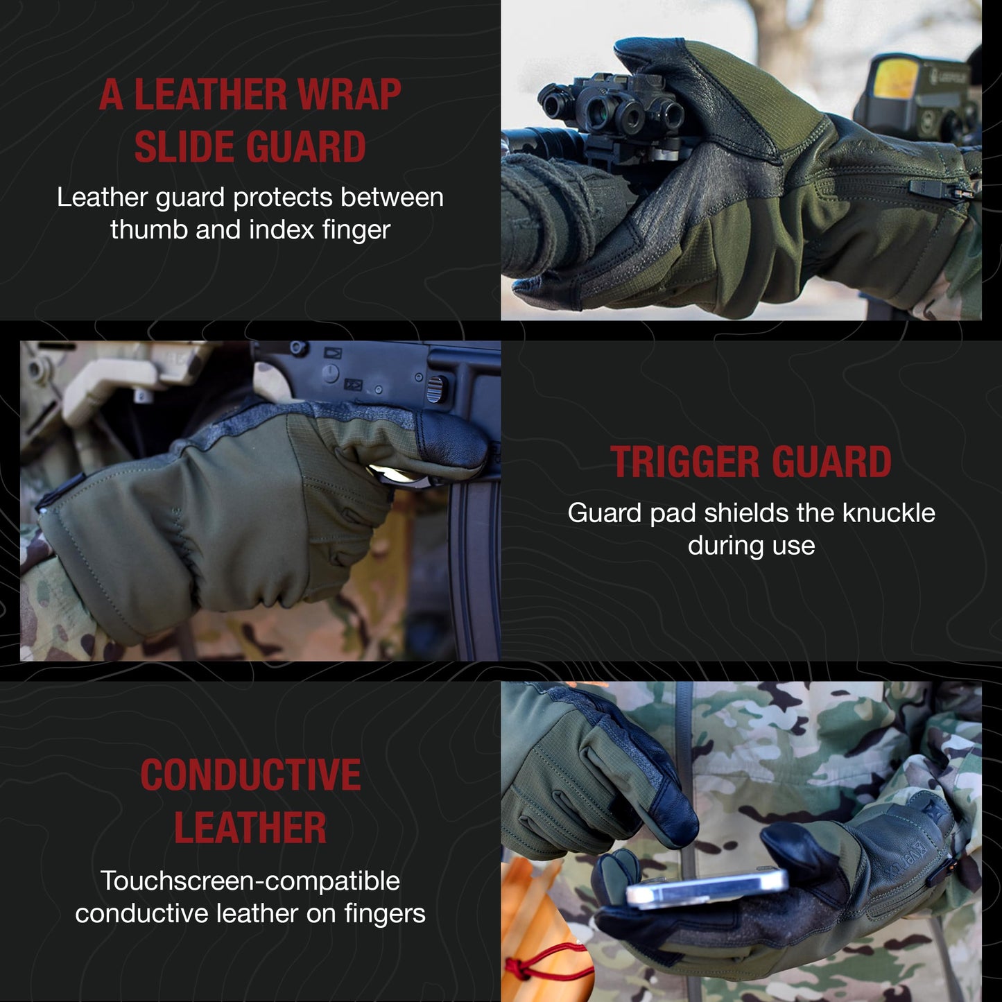 Vertx Crisp Action Mens Tactical Gloves, Water Resistant Breathable Gloves for Hunting Survival Outdoor Gear, It's Black - X-Large