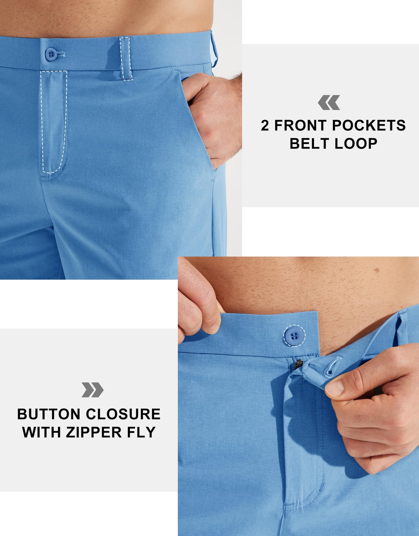 Libin Mens Golf Pants Classic Fit Stretch Work Dress Pants 32" Quick Dry Lightweight Business Casual Trousers Comfort Water Resistant, Brilliant Blue, 32W x 32L