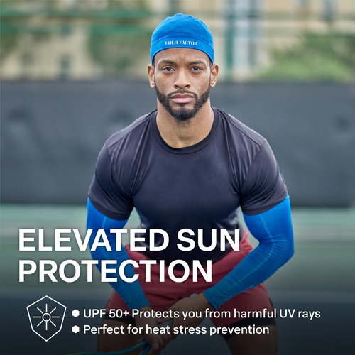 COLD FACTOR Instant Cooling Skull Cap & Helmet Liner 2 Pack-UPF 50+ Protection, Chemical-Free Evaporative Cooling Technology, Lasts Over 2 Hours, Breathable, Reflective Accents, Polyester Blend, Blue