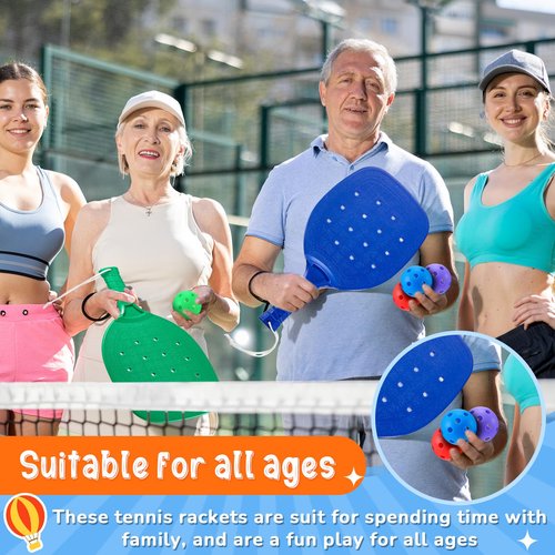 Lunmon Plastic Paddleball Racket with Balls PE Equipment for Elementary School 15.2 x 7.5 Inches Paddle Ball Racket with Lanyard Physical Education Classes Equipment 6 Colors(6 Pcs)