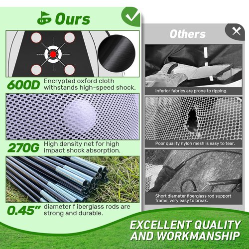 Zensouds Golf Net, 10x7FT with Golf Practice Mat, Hitting Aid Nets for Backyard Driving Chipping Training Swing with Targets Outdoor or Indoor– Gifts for Men/Dad/Him