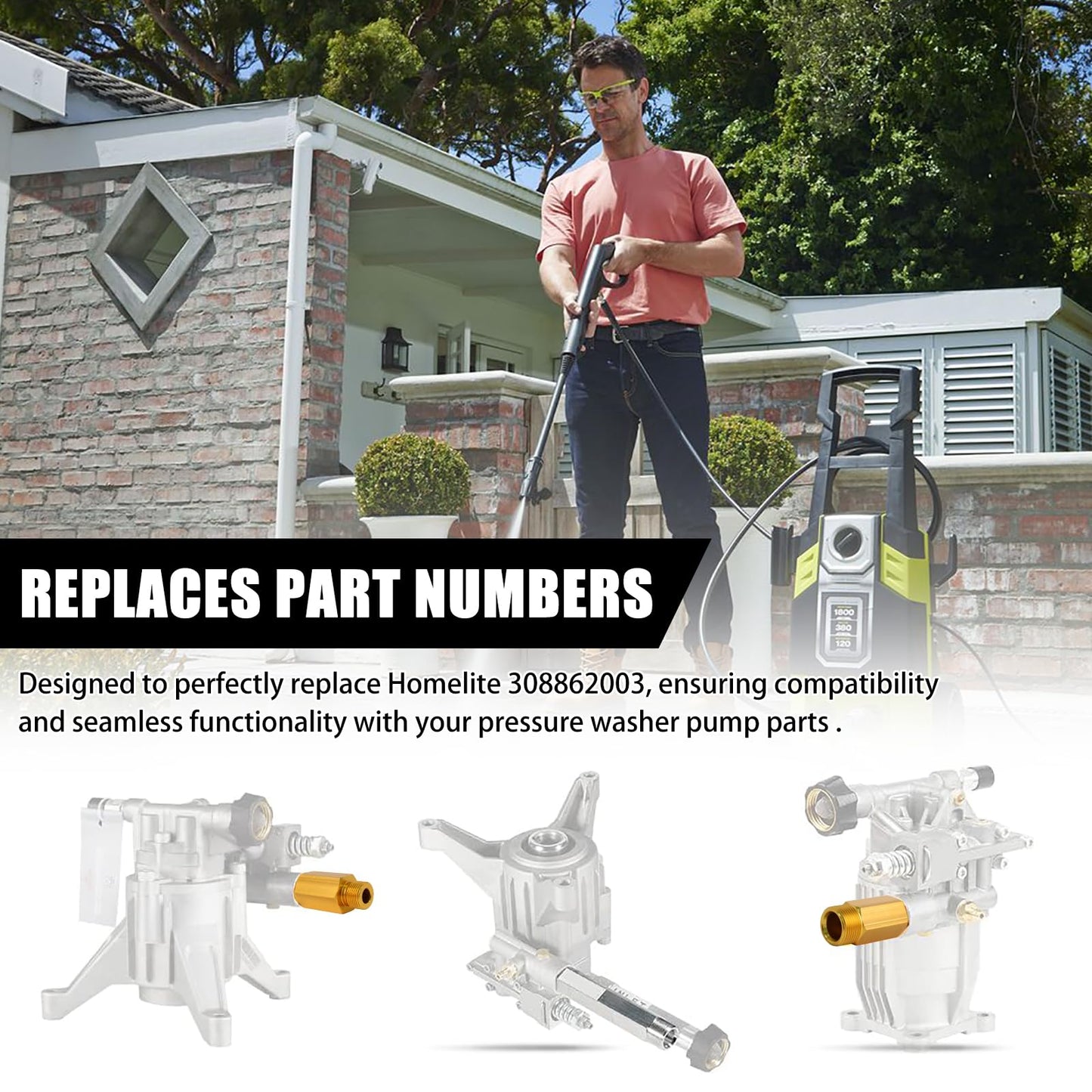 308862003 Pressure Washer Pump Outlet Tube, Compatible with Homelite HL252300/UT80953 & Ryobi RY80940B/RY80533/RY80930 Gas Pressure Washers