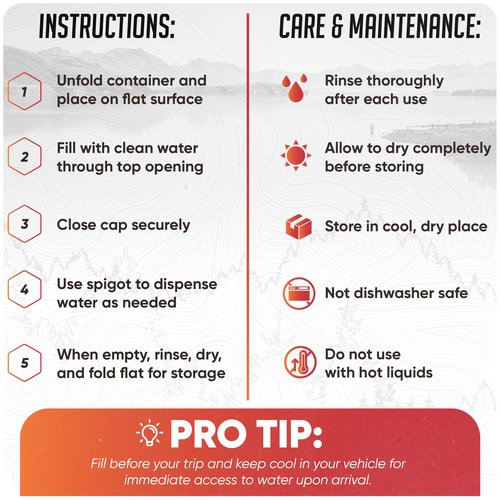 2 Collapsible Water Container Bags with Premium Spigot - 2.1 Gallon/8L BPA-Free Portable Water Storage Jug for Hurricane Preparedness, Camping, Backpacking - 2 Pack