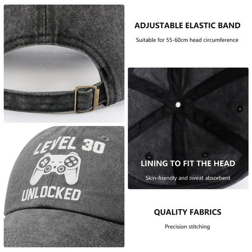 30th Birthday Gifts for Men Women, 30 Year Old Birthday Hats for Man, Happy Birthdays Gift 30 Year Old Husband, Boyfriend, Son, 1995 Cool 30th Birthdays Gifts, Adjustable Washed Cotton Baseball Caps