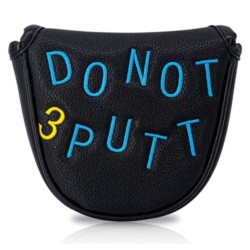 Black Golf Half Mallet Putter Cover, Putter Club Headcover Magnetic Head Covers Club Protective Equipment
