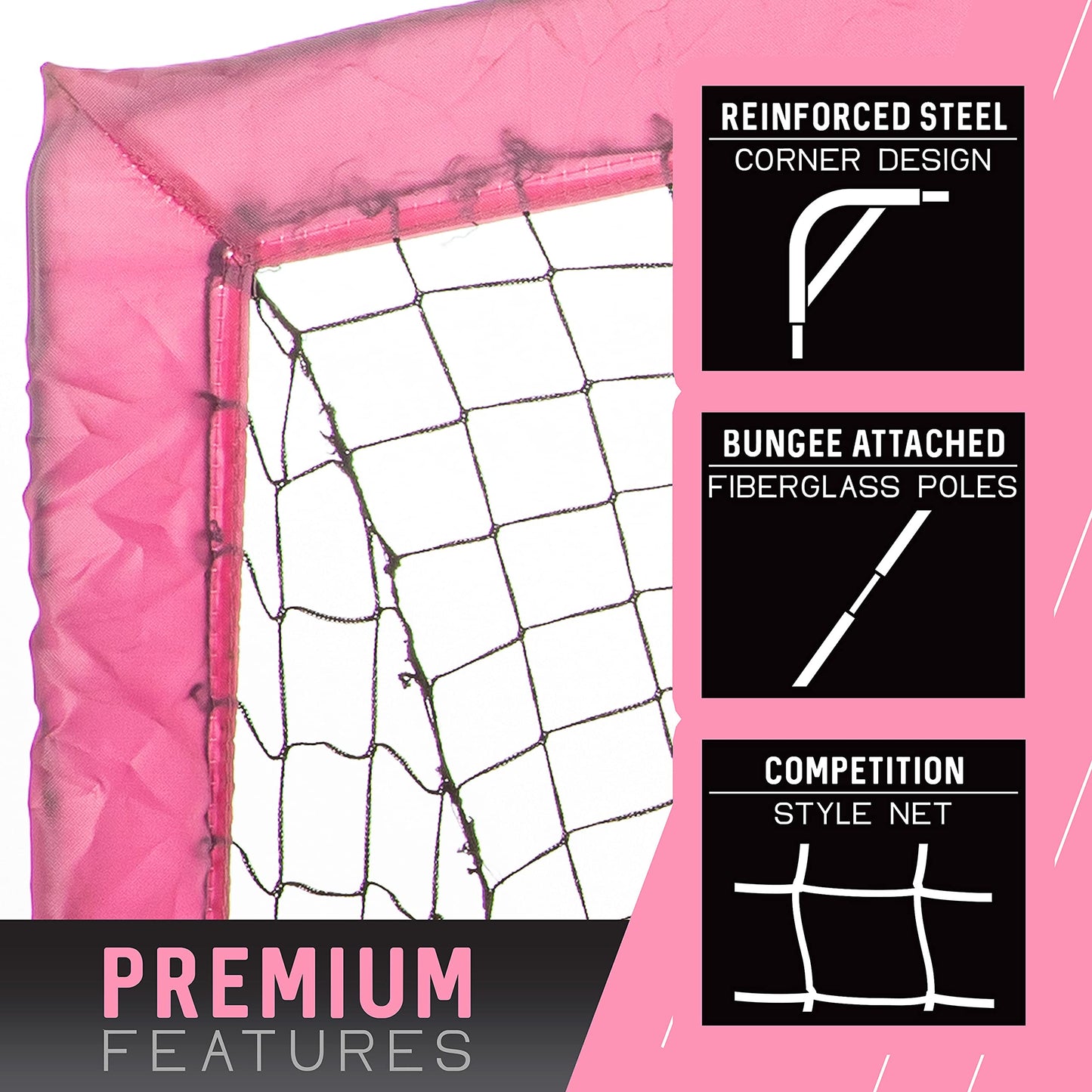 Franklin Sports Blackhawk Soccer Goals for Backyard - Folding Pop Up Net for Kids, Youth, and Adults - Portable Soccer Net for Indoor and Outdoor Games - 6.5' x 3.5' - Pink