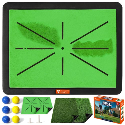 Premium Golf Hitting Mat - Golf Swing Path Trainer & Divot Board, Outdoor Indoor Practice Mat, Golf Swing Detection & Training Impact Mat for Golfers.
