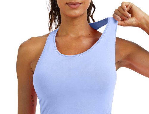 Women's Seamless Racerback Tank Top, Crew Neck Workout Yoga Padded Athletic Shirts