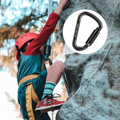 Auto Locking Carabiner Heavy Duty Carabiner 25kN Climbing Carabiner Climbing Equipment Safety Carabiners for Rappelling, Hammocks, Rescue, Dog Leash, Swing (All Black-8PCS)