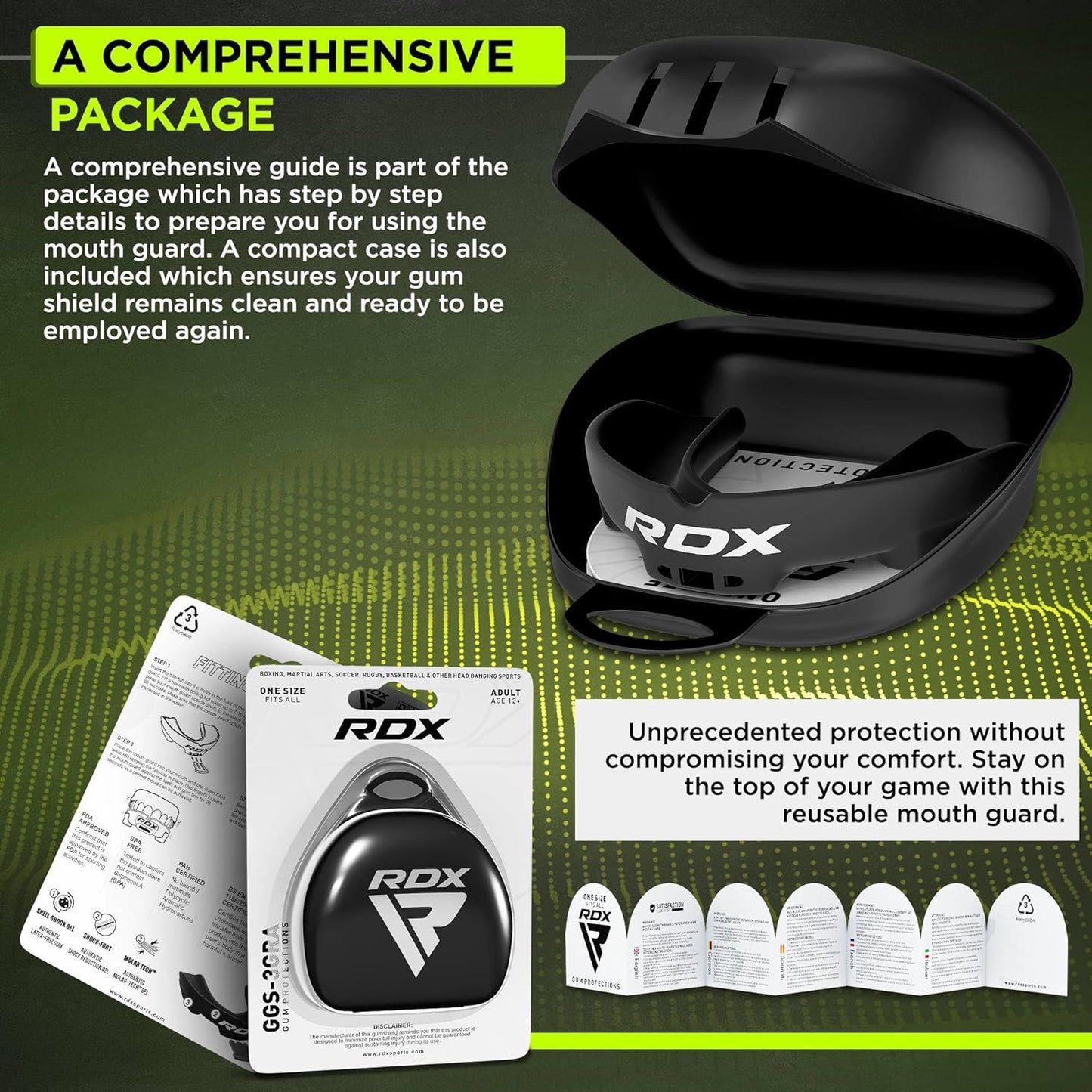 RDX Mouth Guard - Adult Boxing & MMA Gum Shield with Storage Case | Perfect for Contact Sports 12+