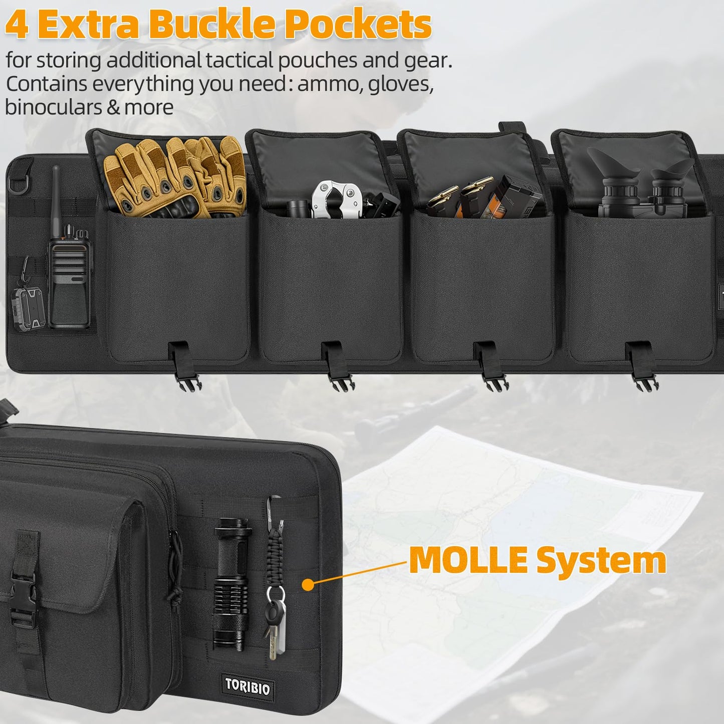 TORIBIO Double Rifle Case Gun Bag 30/34/36/42/46/48/51/55"-48" x 12" Black